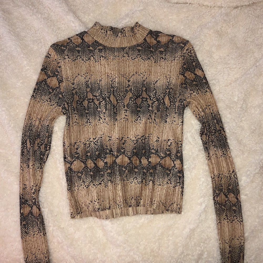 snakeskin mock neck long sleeve